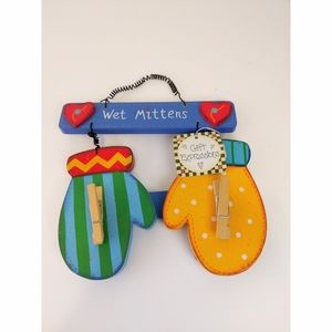 Wet Mittens Wood Wall Decor 6.5"